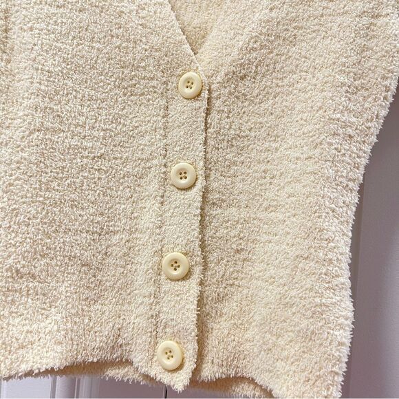 Forever 21 Fleece Sherpa Button-Up Cardigan Cream - S - Picture 5 of 7